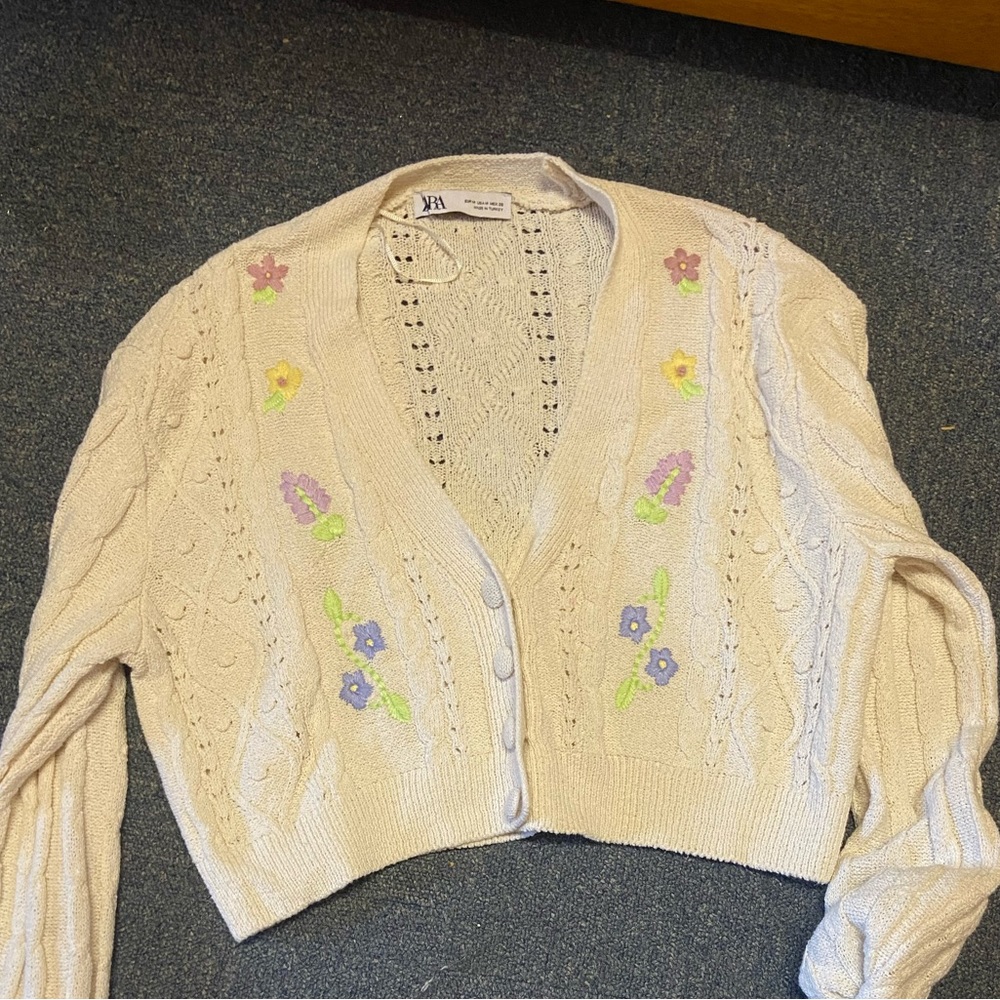 Zara cropped floral cardigan